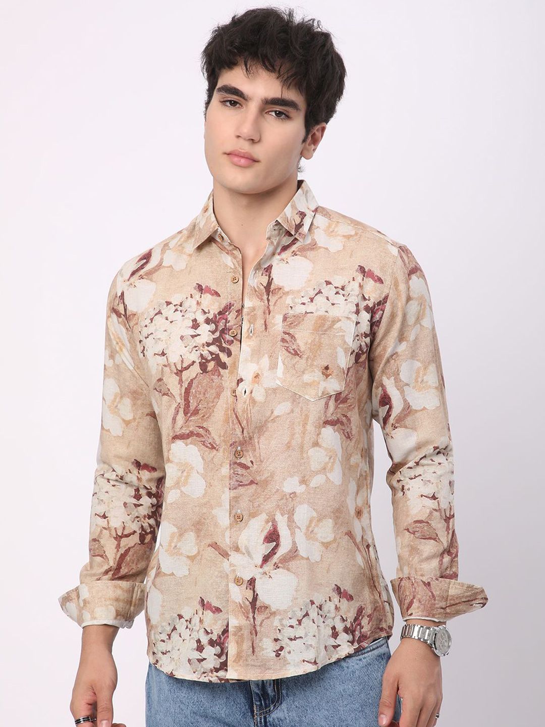 VASTRADO Men Classic Slim Fit Floral Opaque Printed Casual Shirt