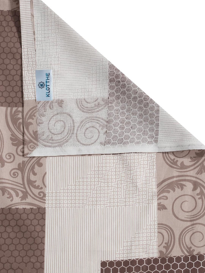 KLOTTHE Brown Geometric 400 TC Single Bedsheet with 1 Pillow Covers