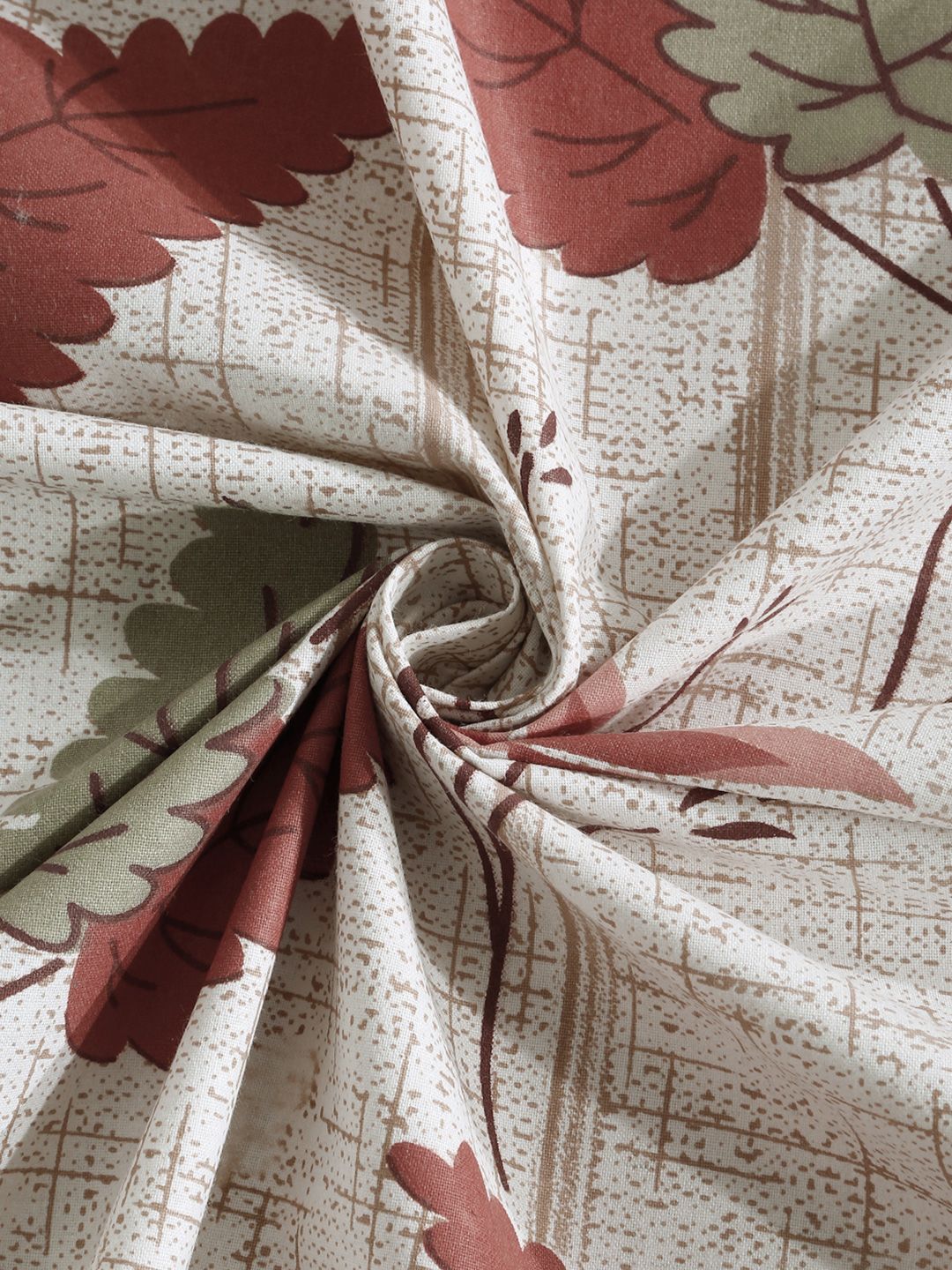 KLOTTHE Beige Floral Printed Fitted 400 TC Cotton King Bedsheet & 2 Pillow Covers