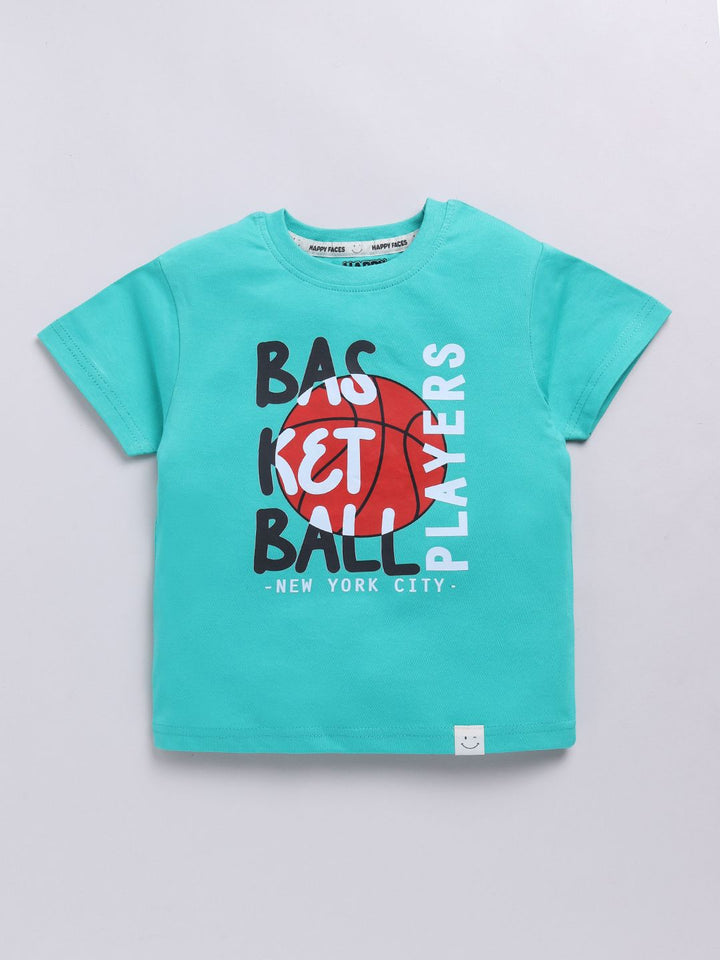 Happy Faces Kids Boys Typography Printed Pure Cotton T-Shirt