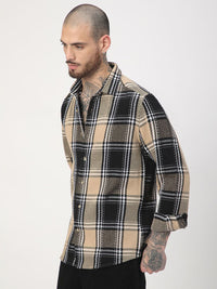 VASTRADO Men Classic Fit Spread Collar Tartan Checked Cotton Casual Shirt