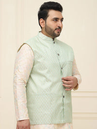 SOJANYA PLUS Lelaki Plus Size Printed Mandarin Collar Nehru Jaket