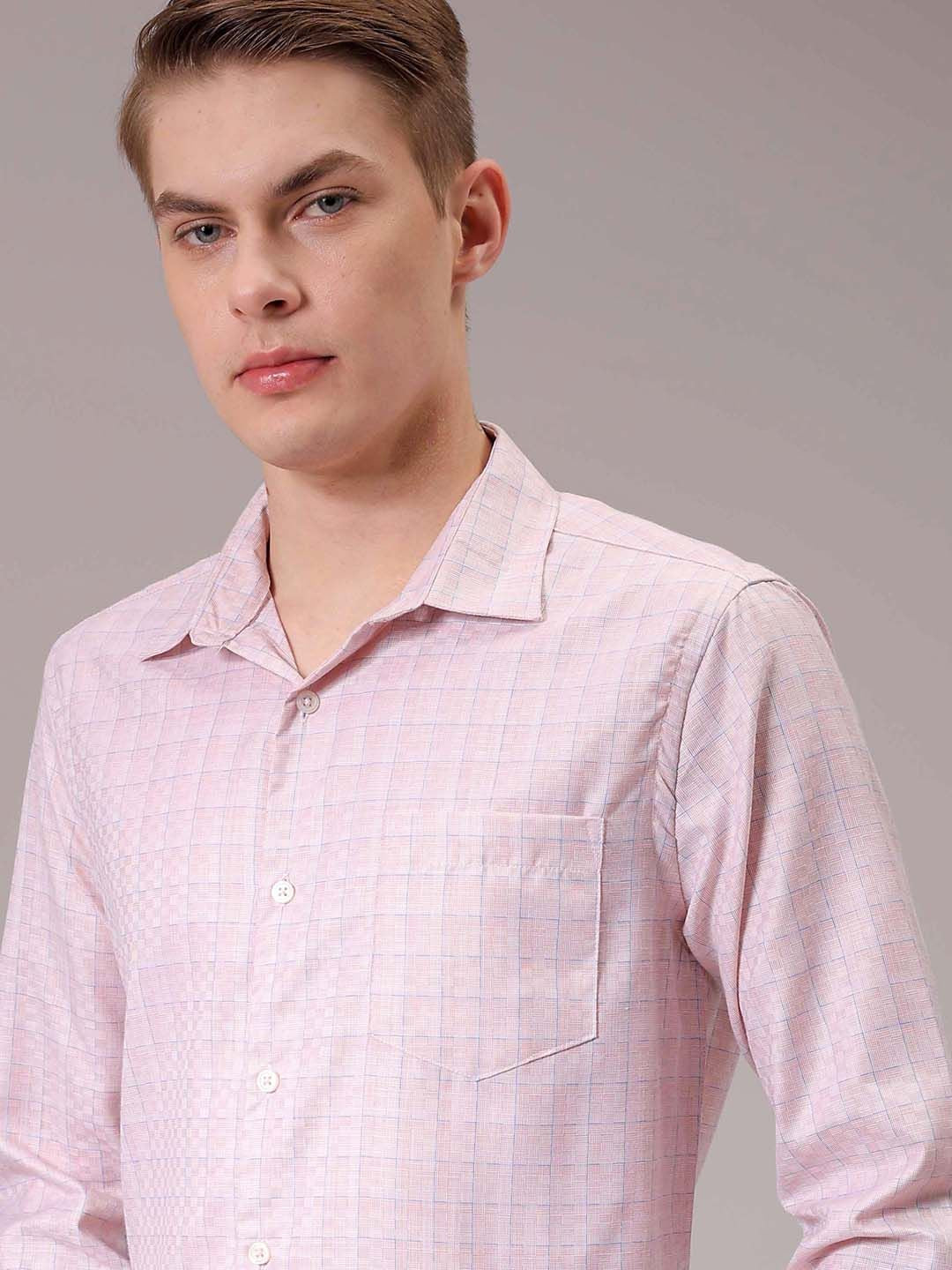 The Indian Garage Co. X Luxe Men Spread Collar Micro Checked Slim Fit Formal Shirt