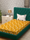 Myntra Elegant Homes Yellow & White Printed 300TC Single Bedsheet Set 2.25m x 1.50m