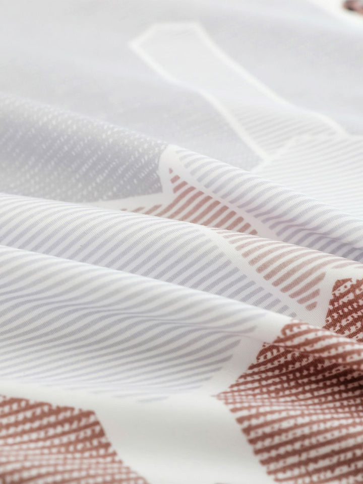 Story@home White Ethnic Printed 240 TC Satin Finish Queen Bedsheet Set