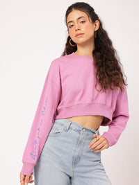 DressBerry Typography Printed Crop Pullover Sweatshirt