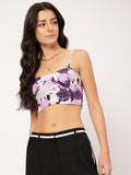DressBerry Glamourous Babe Shoulder Straps Printed Crop Top