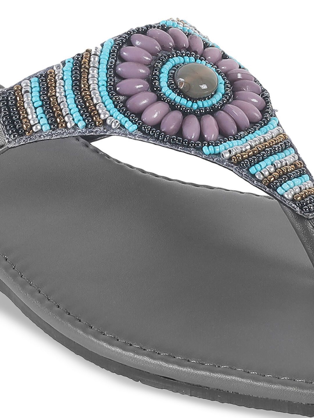 Mochi Women Embellished T-Strap Flats