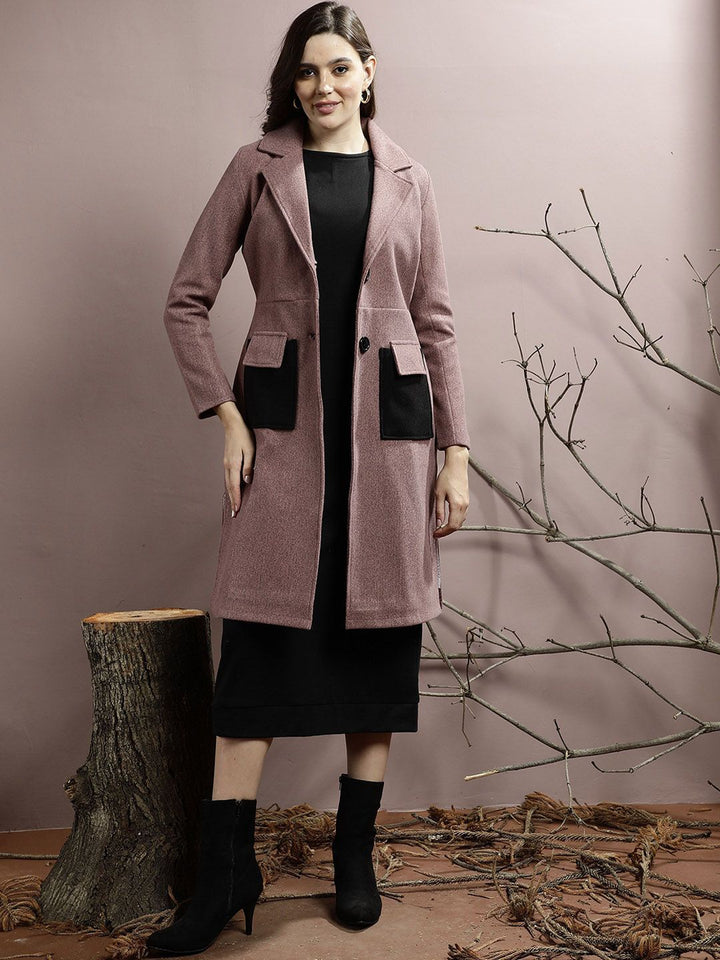Athena Women Notched Collar Longline Overcoat