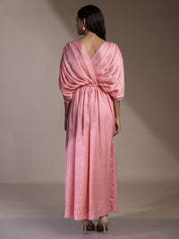 Pakaian Mamicha Wanita V-Leher Pleated Maxi A-Line