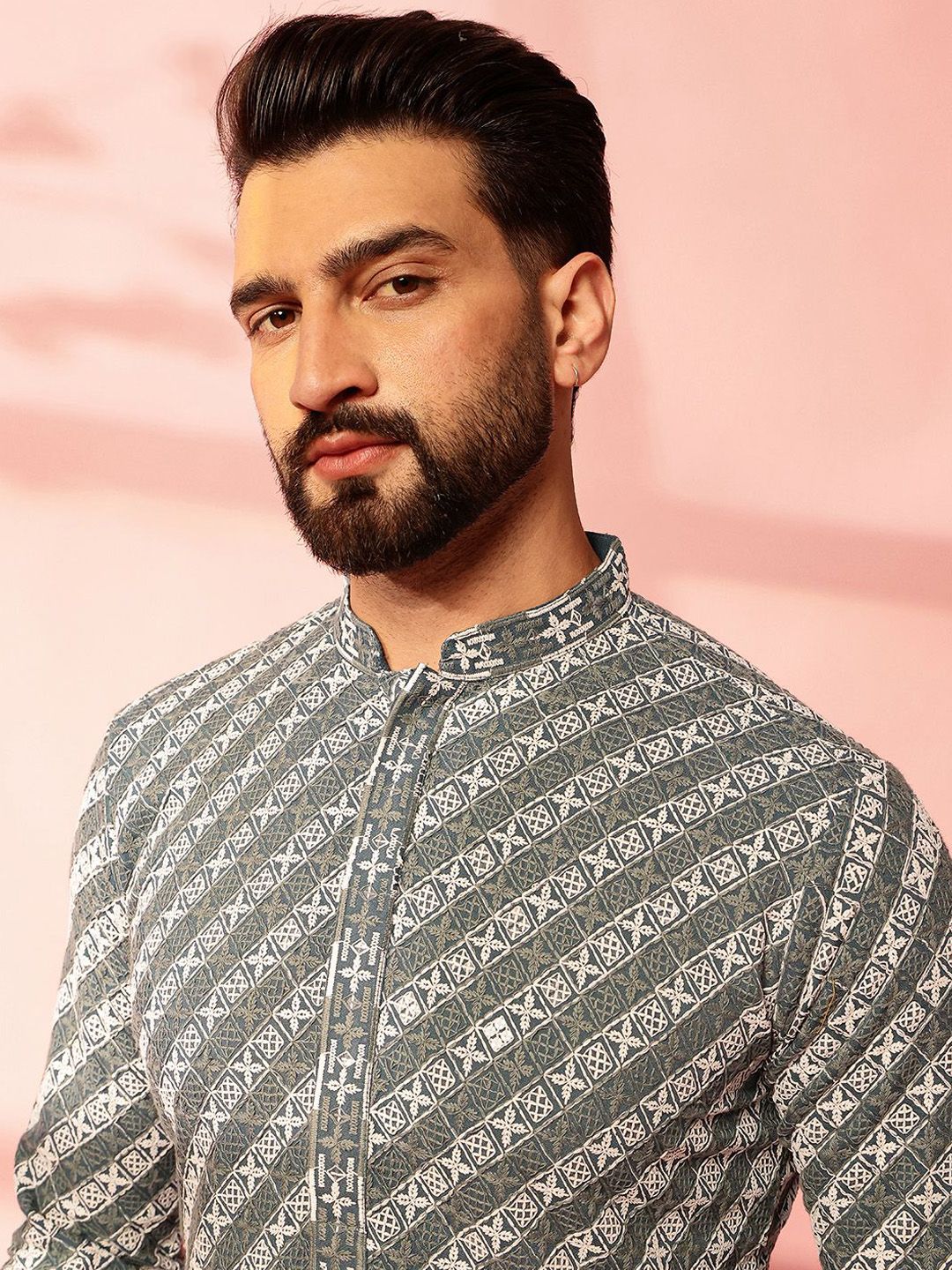 Anouk Men Embroidered Regular Sequinned Pure Cotton Kurta with Pyjamas