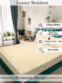 Myntra Elegant Homes Yellow Geometric 300 TC King Double Bedsheet dengan 2 Sarung Bantal