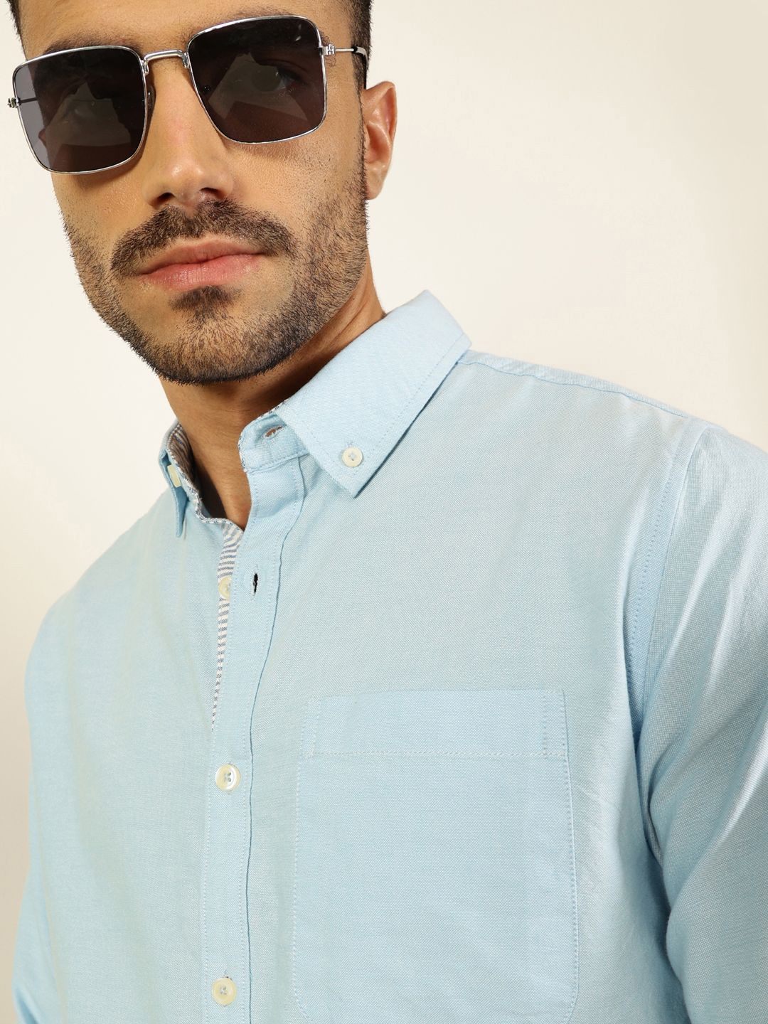 Thomas Scott Men Premium Button-Down Collar Solid Pure Cotton Slim Fit Casual Shirt