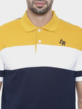 ADRO Lelaki Colourblocked Polo Collar Cotton T-shirt