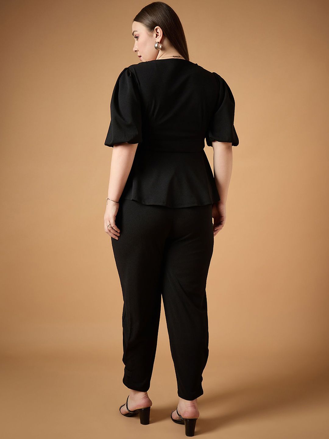 Sassafras Lengan Pendek Peplum Top & Trouser Co-Ords