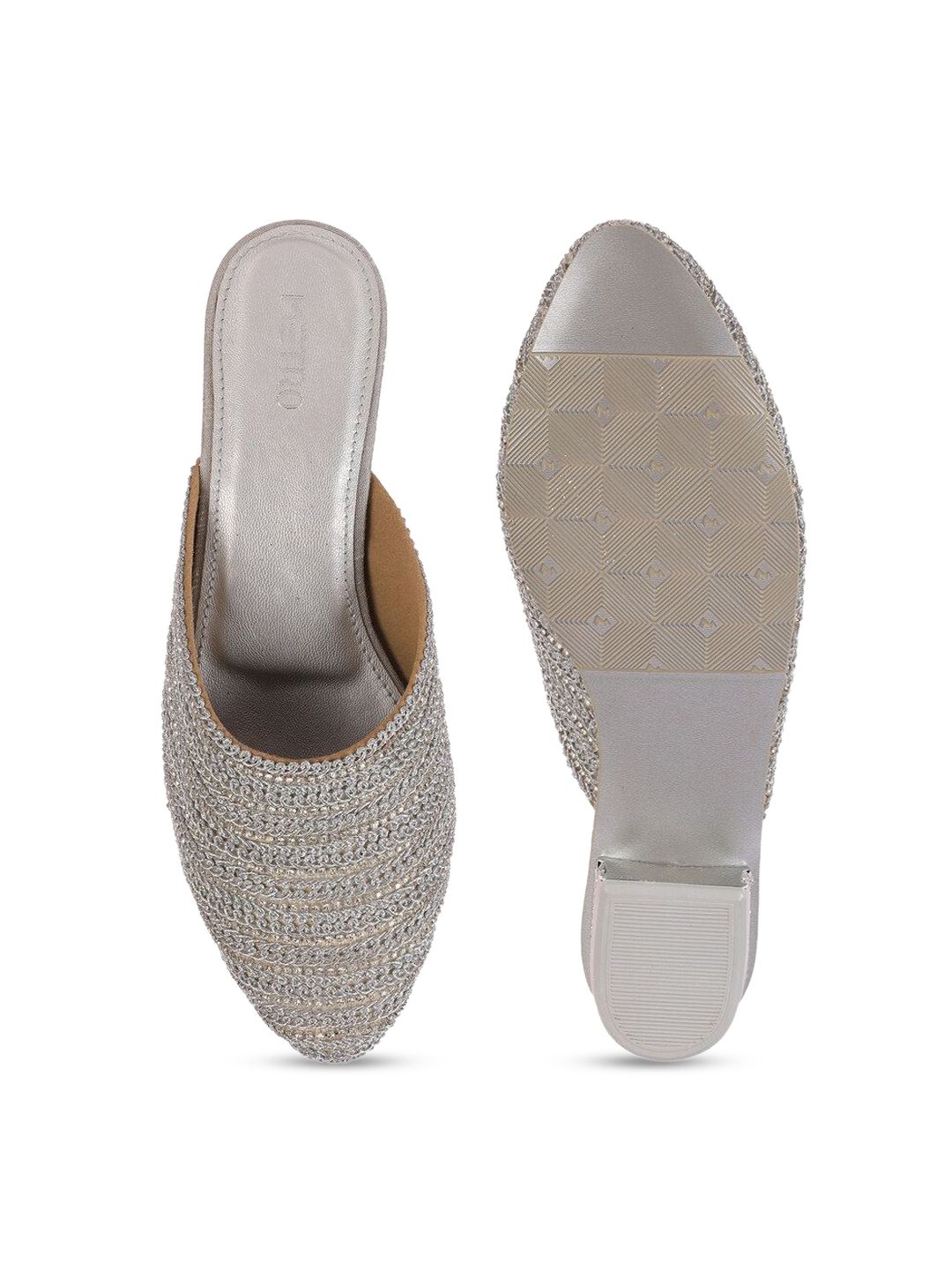 Metro Women Round Toe Block Mules Heels