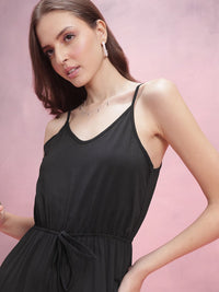 DressBerry Tie-Ups & Cut-Out Detail Shoulder Straps Basic Jumpsuit