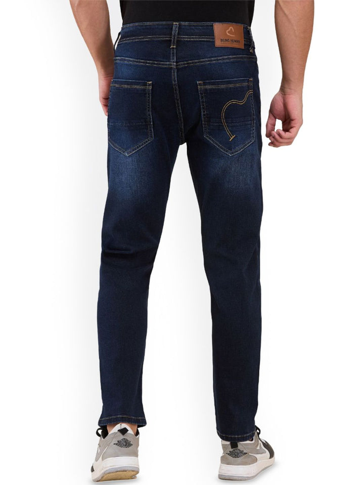 Being Human Men Classic Slim Fit Mildly Distressed Light Fade Stretchable Jeans