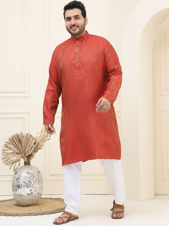 SOJANYA PLUS Plus Size Tenunan Rekaan Kurta Lurus dengan Piyama