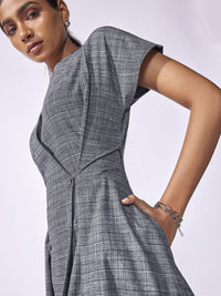 The Label Life Checked Wrap Midi Dress