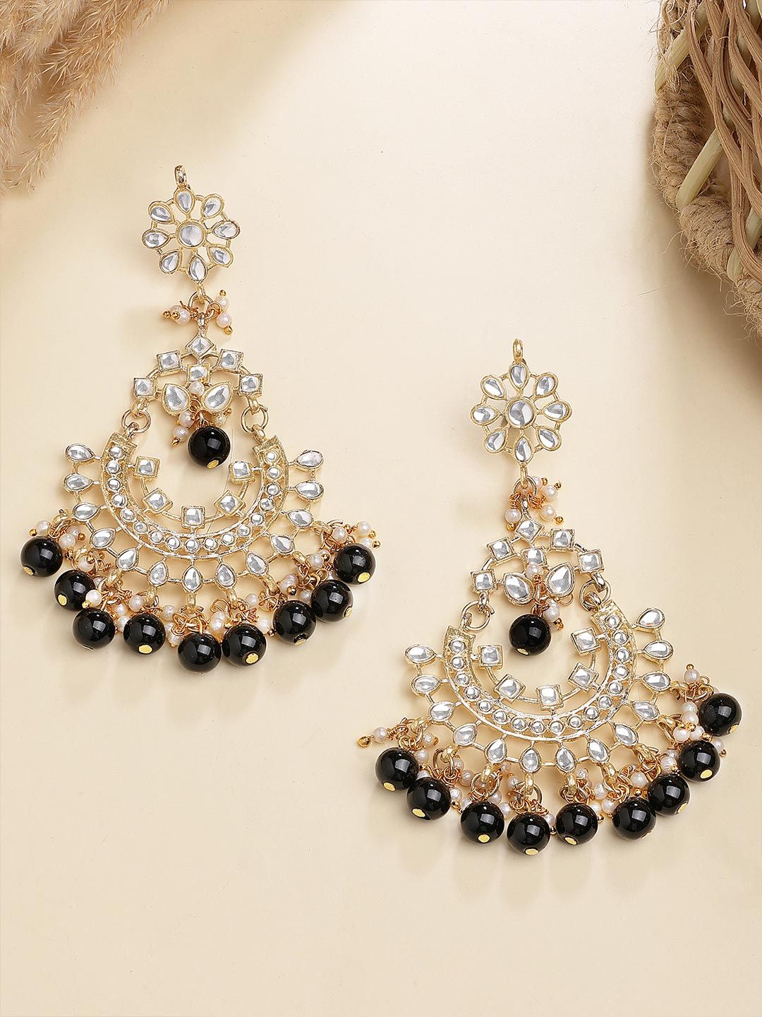 KARATCART Black Gold Plated Classic Chandbalis Earrings