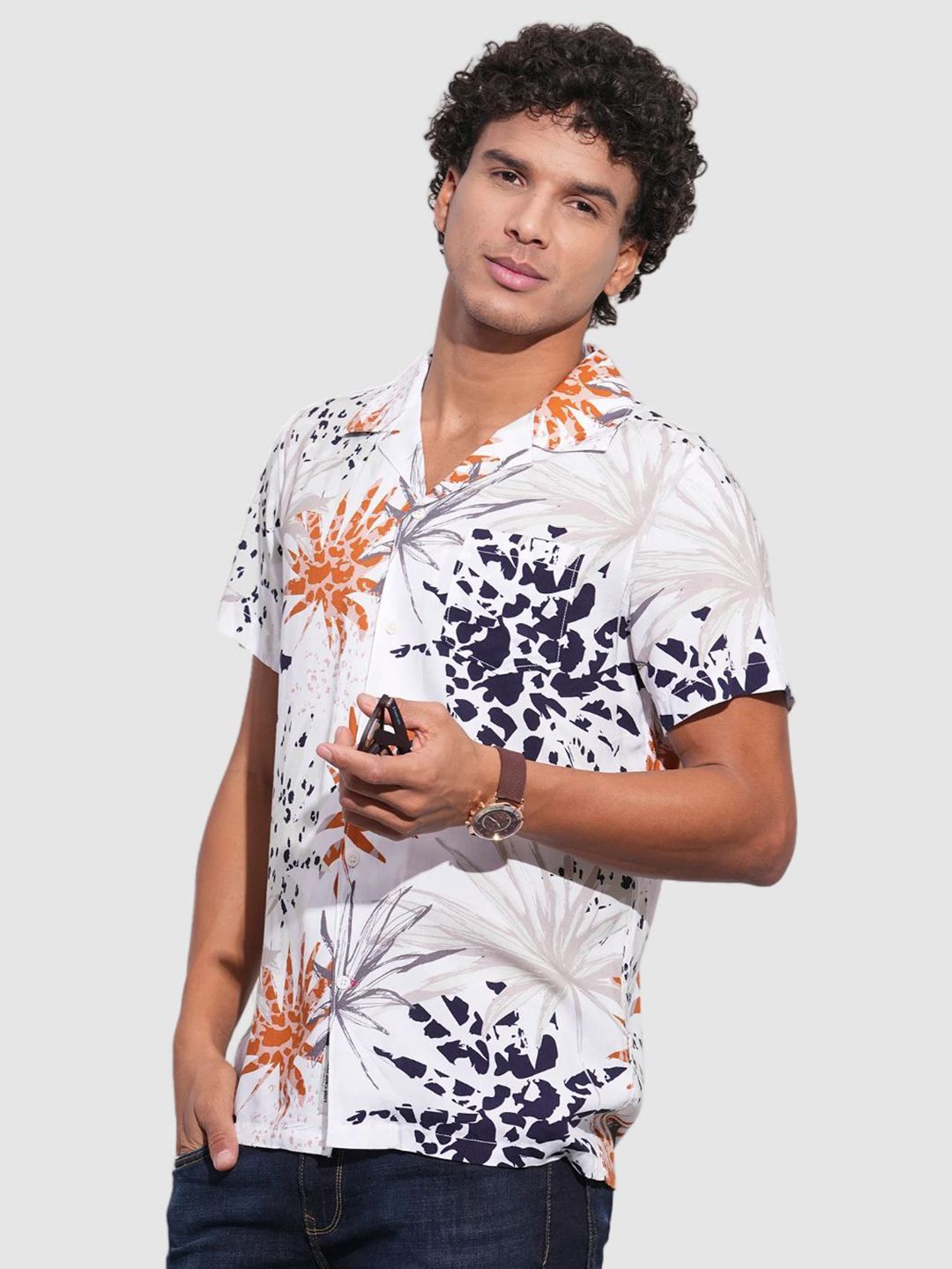 Being Human Men Classic Slim Fit Floral Opaque Printed Casual Shirt