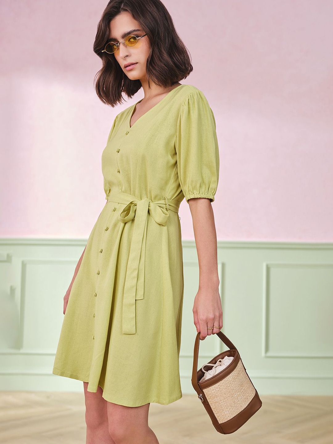 AND Women Puff Sleeve A-Line Dress