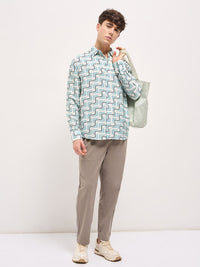 THE BEAR HOUSE Men Spread Collar Geometric Printed Relaxed Fit Casual Shirt