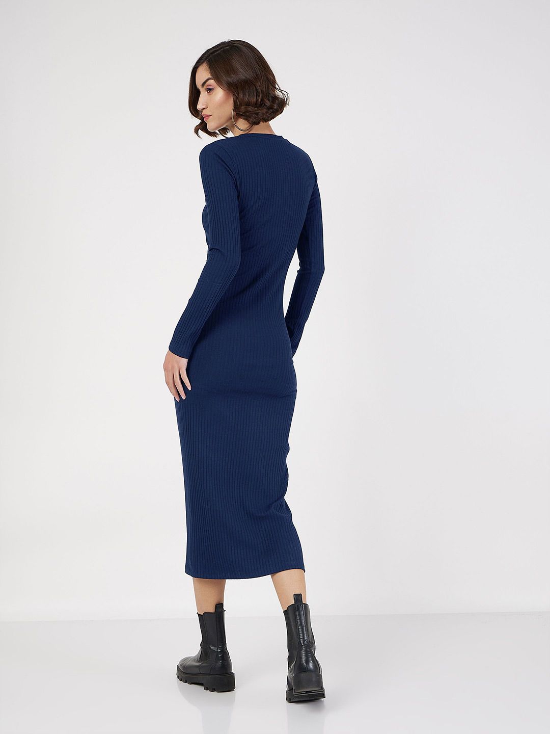 SASSAFRAS Women Long Sleeves Bodycon Midi Dress