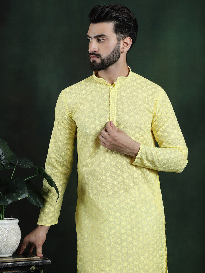 Anouk Ethnic Motifs Embroidered Regular Thread Work Pure Cotton Straight Kurta Set