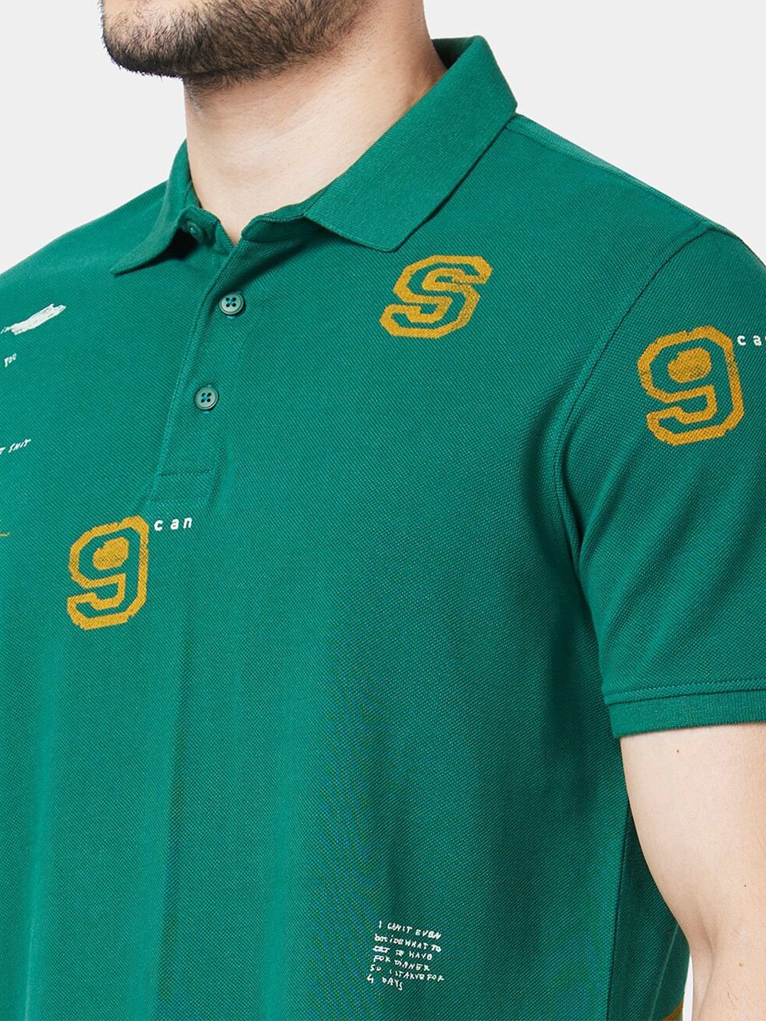 SPYKAR Conversational Printed Polo Collar Slim Fit Cotton T-shirt
