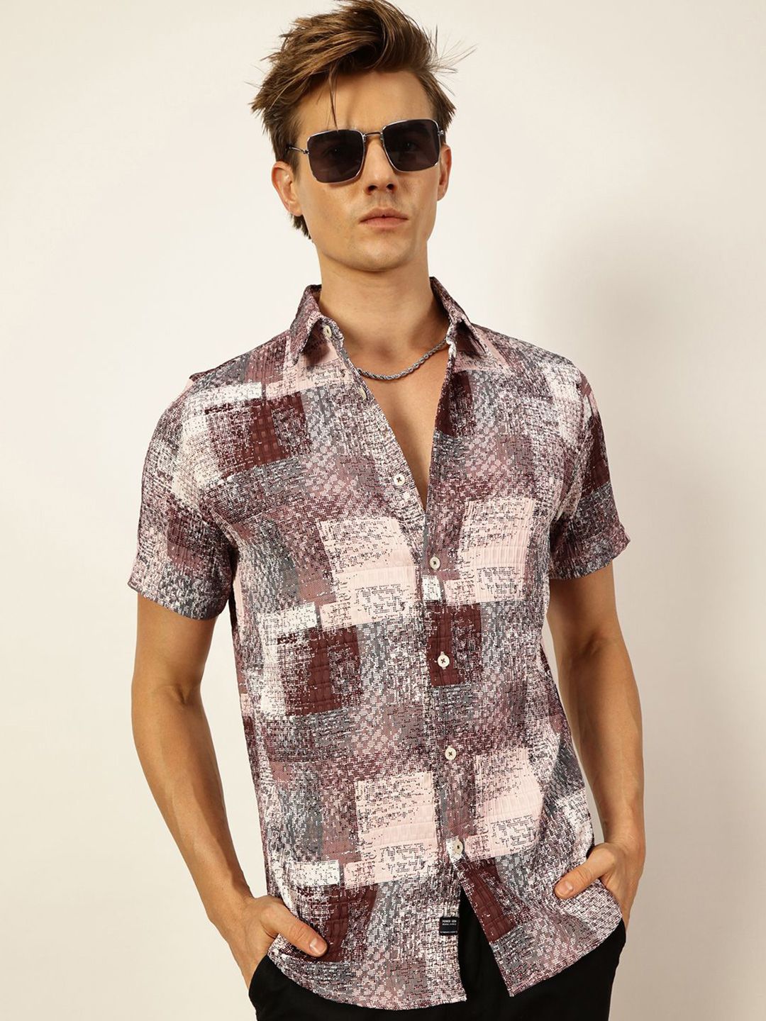 Thomas Scott Men Premium Slim Fit Opaque Printed Casual Shirt