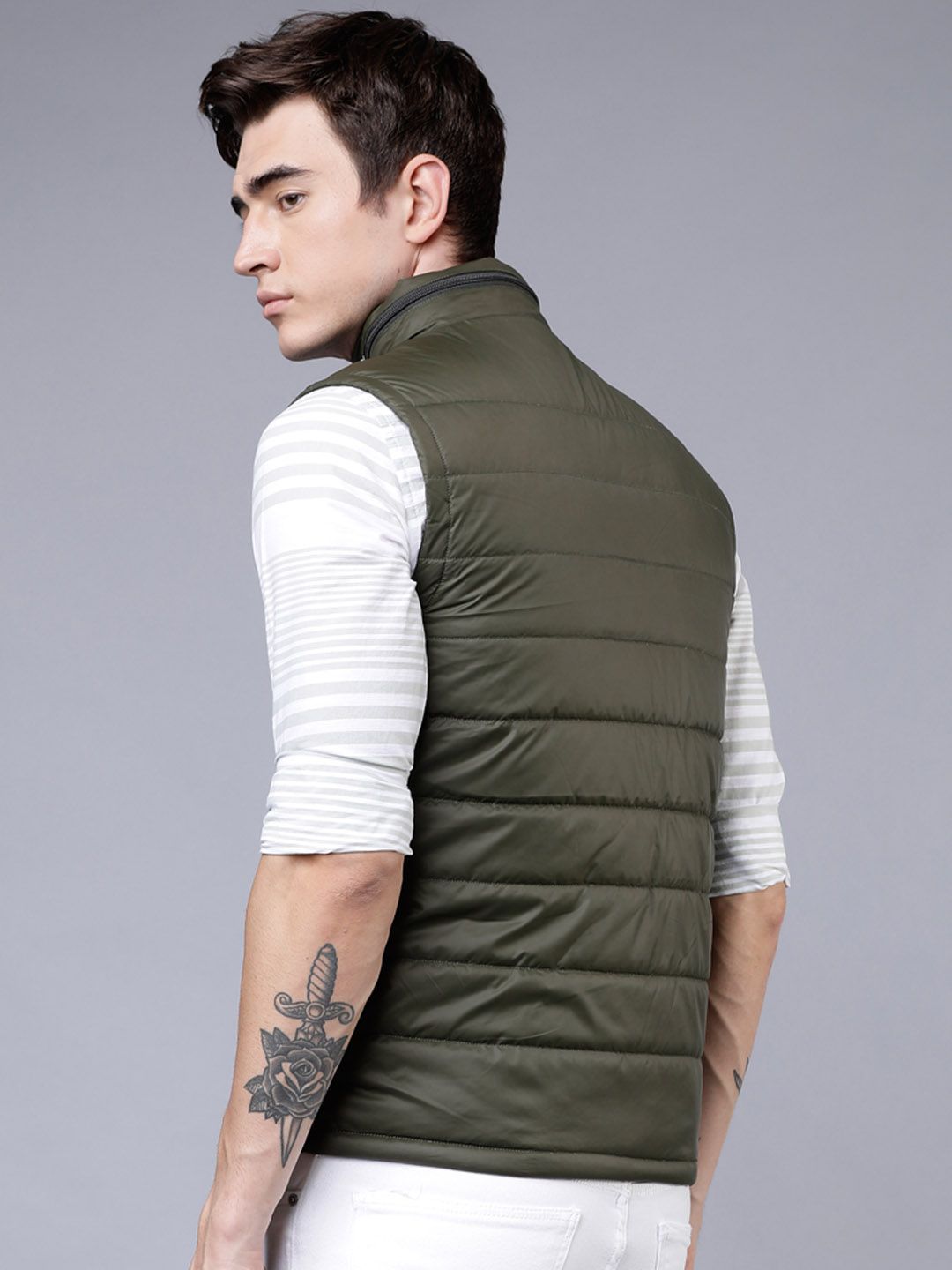 HIGHLANDER Men Olive Green Solid Puffer Jacket