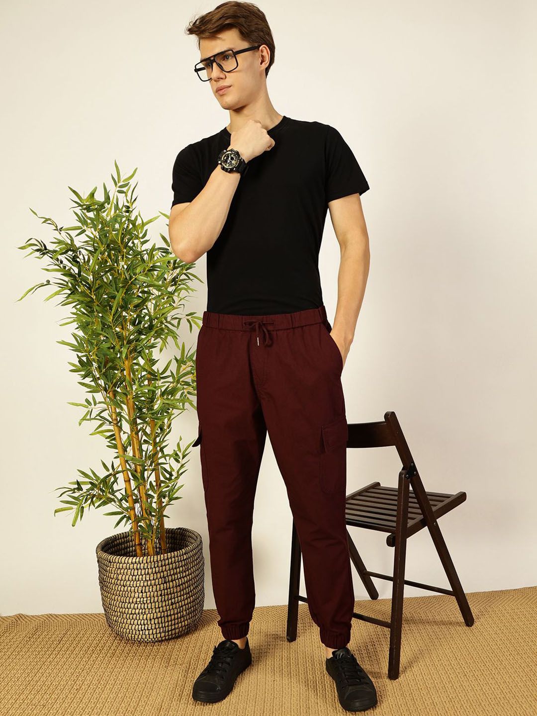 Thomas Scott Men Smart Slim Fit Cargos Trousers