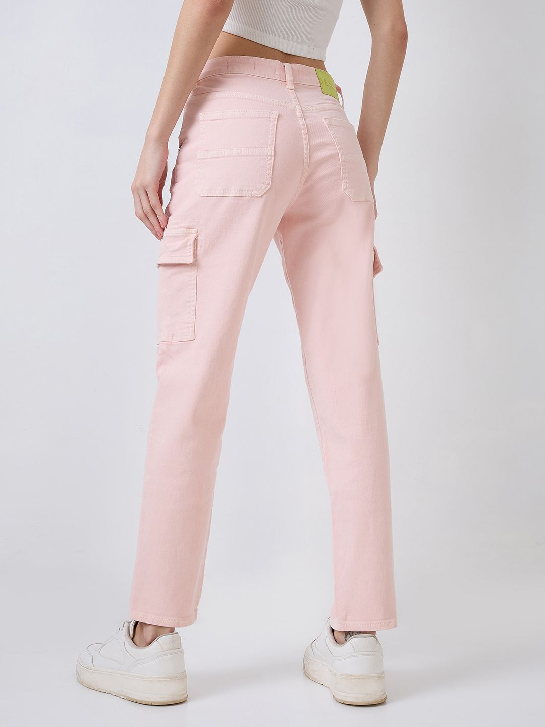 SPYKAR Women Mom Fit Mid-Rise Cotton Cargo Styles Jeans