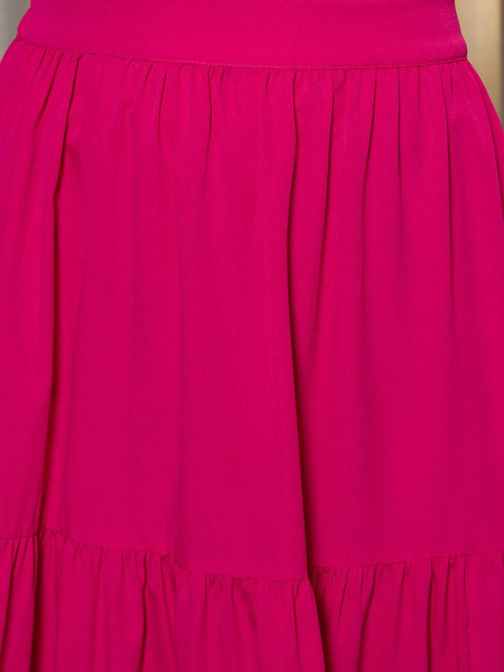 Berrylush Pink One Shoulder Crop Top With Skirt