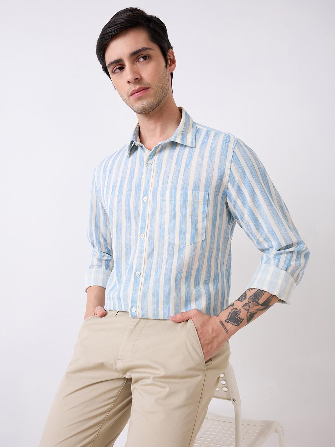 SPYKAR Men Slim Fit Opaque Striped Casual Shirt