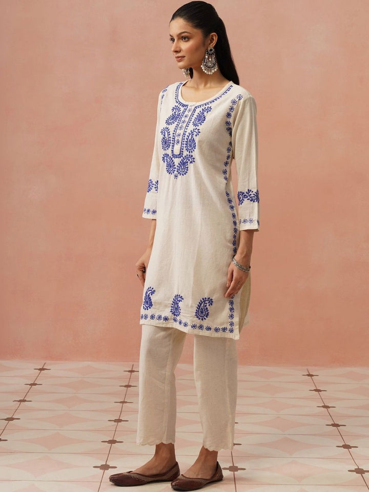 Rumah Wanita Chikankari Sulam Kurta Chikankari