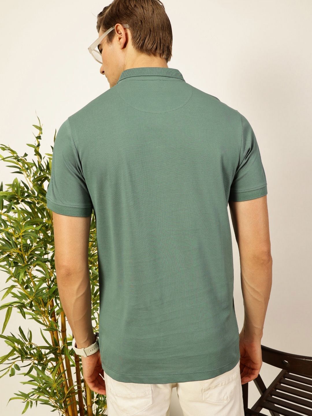 Thomas Scott Men Solid Polo Collar Pure Cotton T-shirt