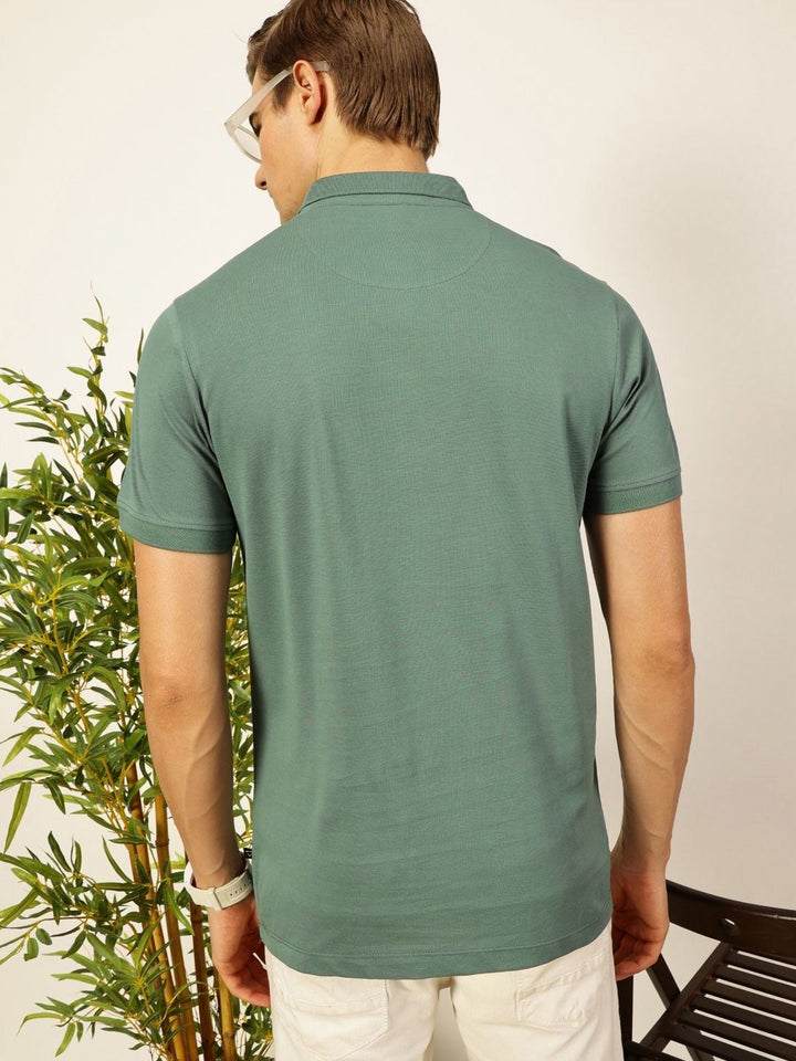 Thomas Scott Men Solid Polo Collar Pure Cotton T-shirt