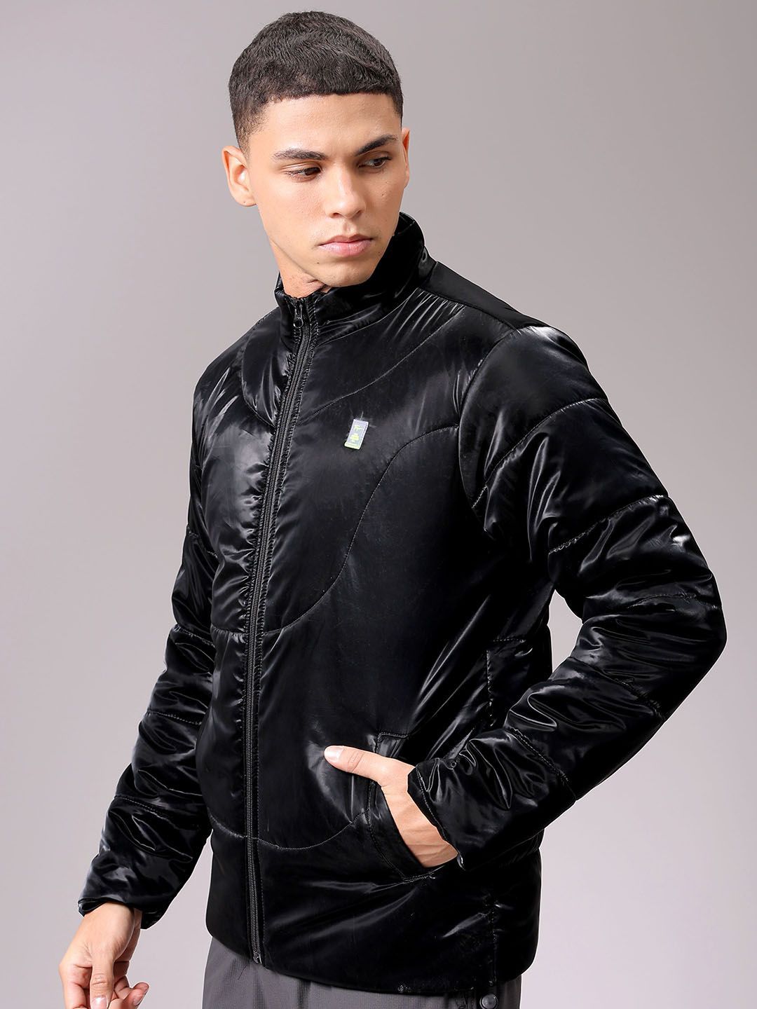 The Indian Garage Co Men High Neck Solid Puffer Jacket