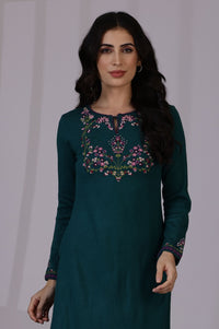 W Floral Embroidered Keyhole Neck Straight Kurta