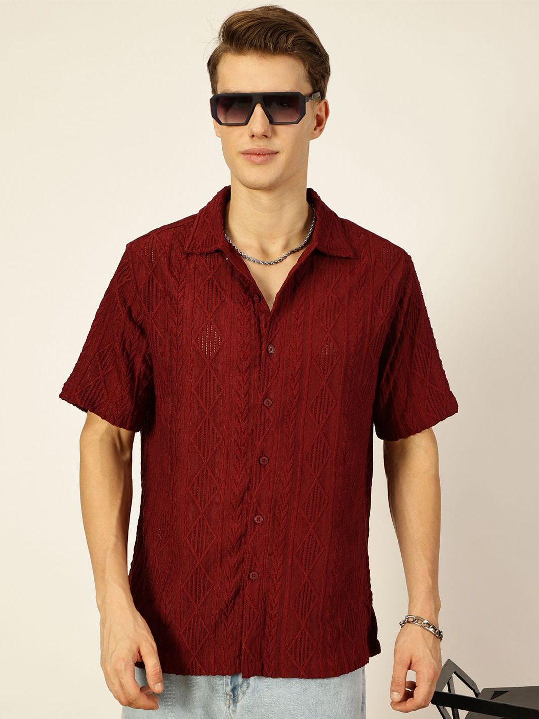 Thomas Scott Men Premium Semi Sheer Casual Shirt