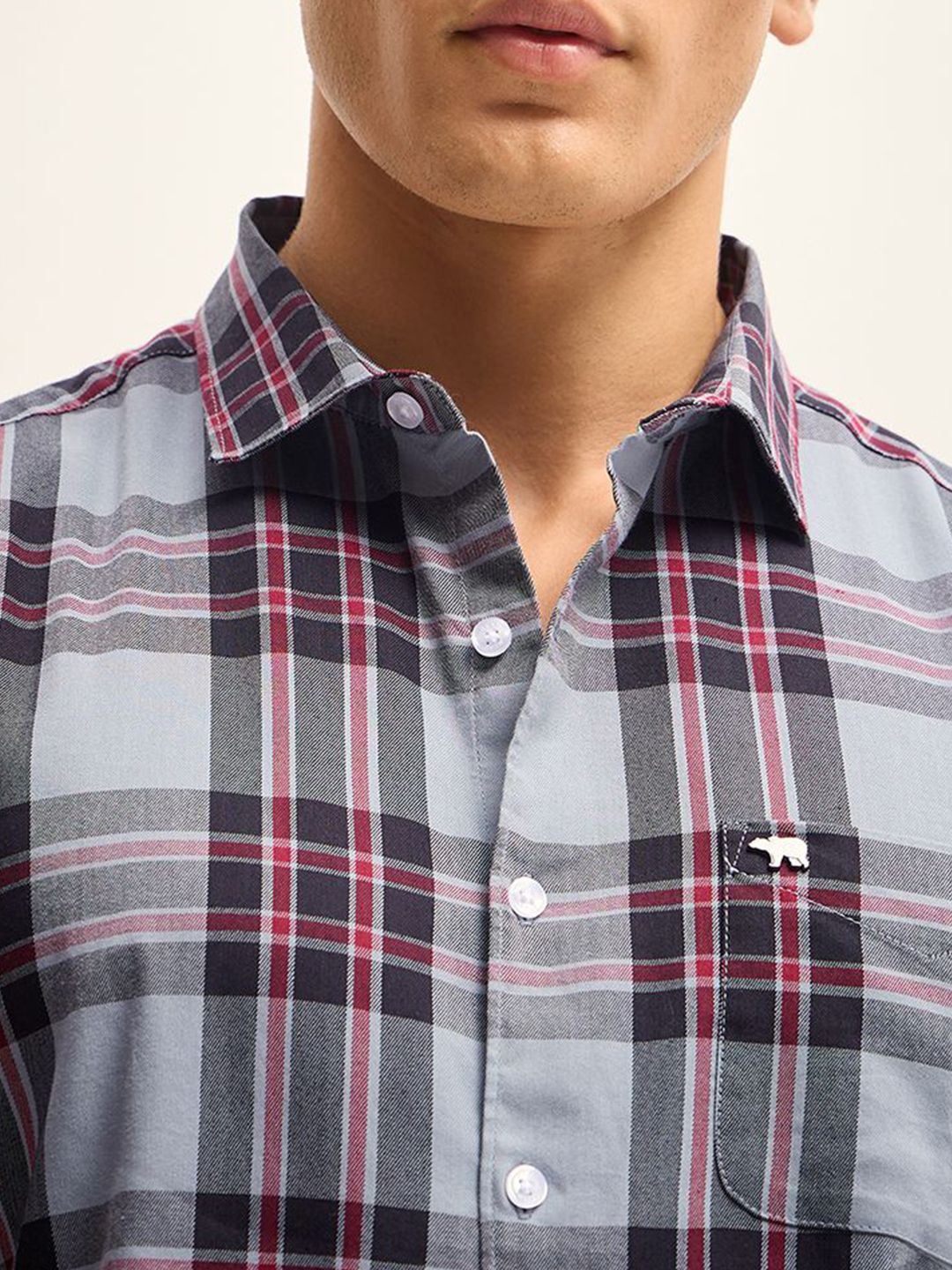 THE BEAR HOUSE Men Slim Fit Tartan Checks Casual Shirt