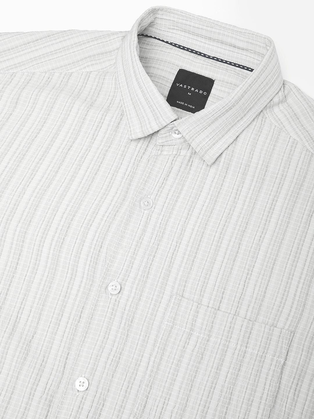 VASTRADO Men Classic Spread Collar Textured Slim Fit Casual Shirt