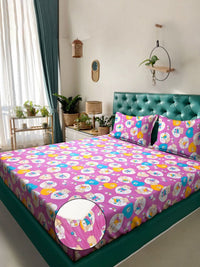 Myntra Elegant Homes Purple & Blue Printed 400 TC Cotton Set Cadar King 2.50 m x 2.25 m