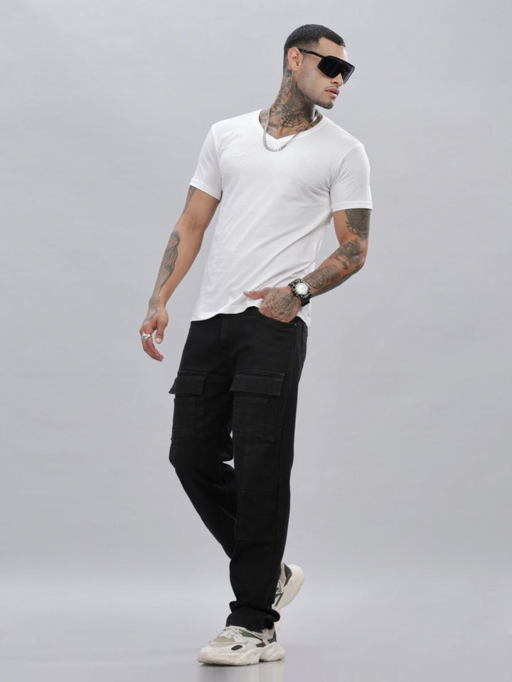 ADRO Lelaki Solid V-Neck Cotton T-shirt