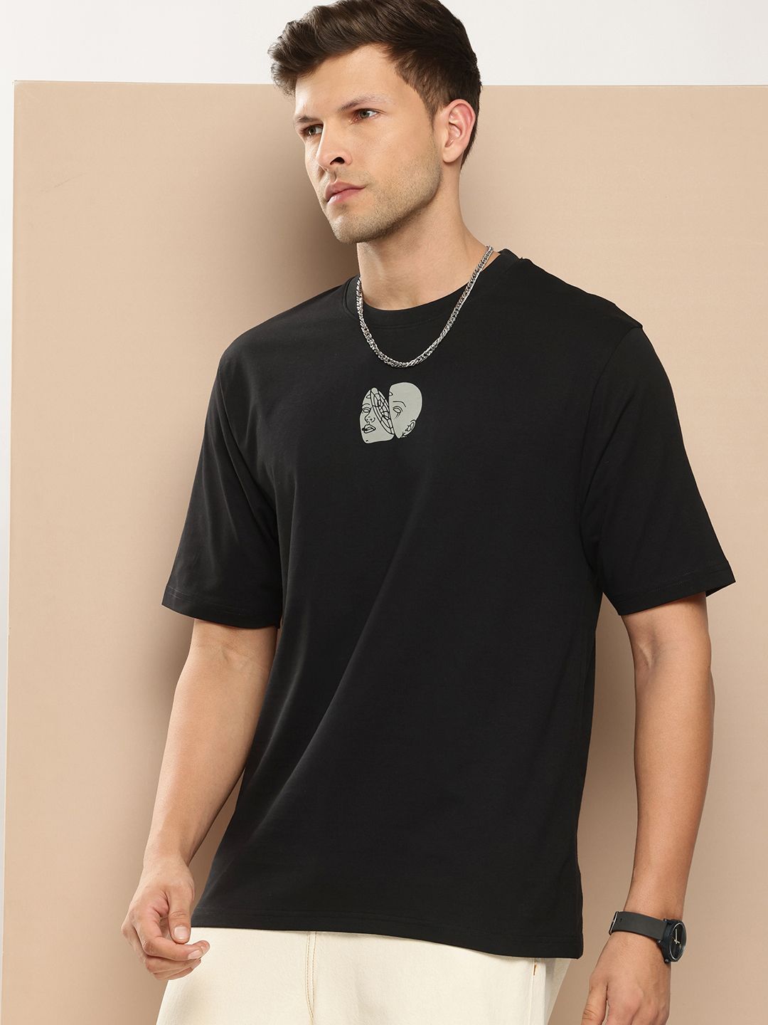 Difference of Opinion Men Printed Pure Cotton Oversized T-shirt