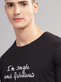 ADRO Men Typography Printed Round Neck Cotton T-shirt