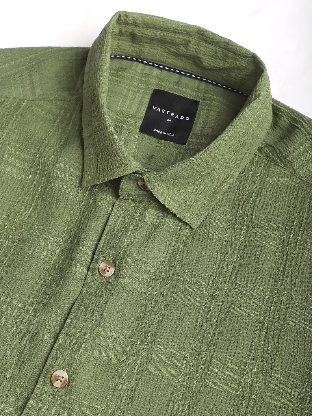 VASTRADO Men Classic Spread Collar Textured Slim Fit Casual Shirt